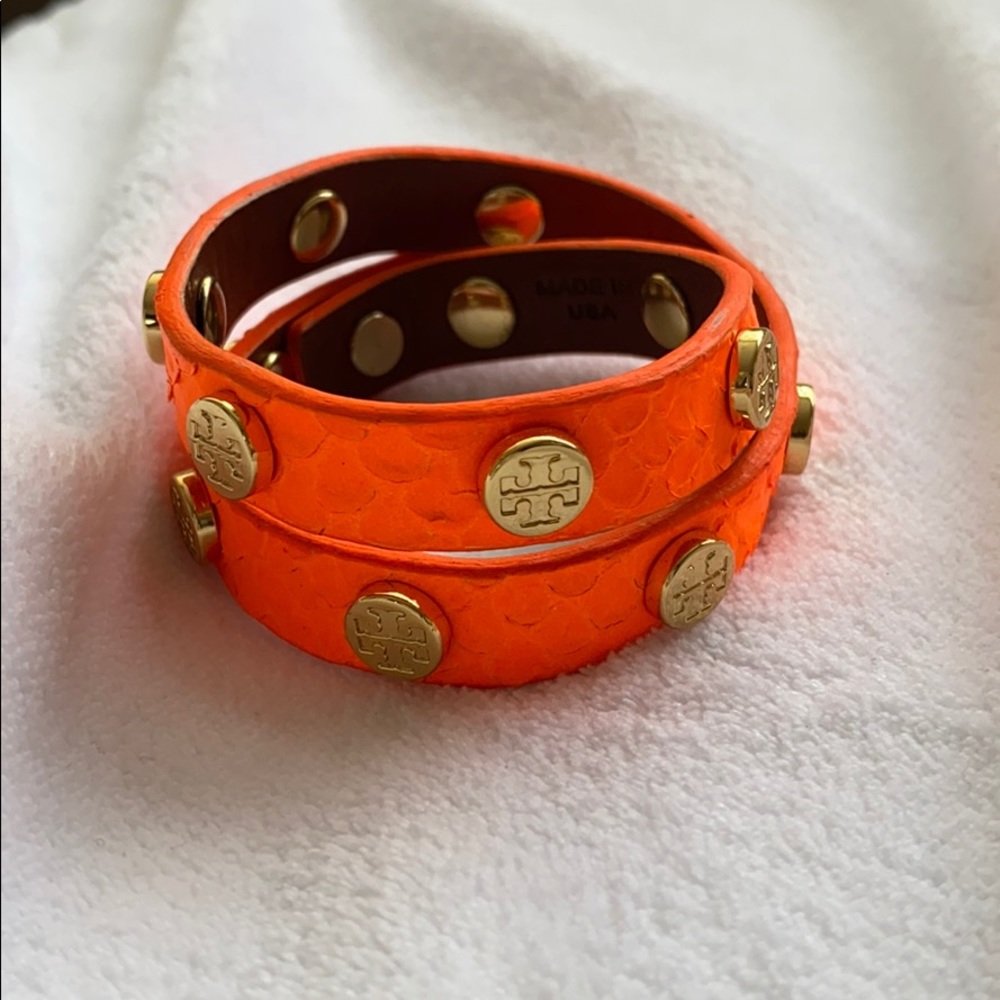 Tory Burch Double Wrap Logo Studded Bracelet